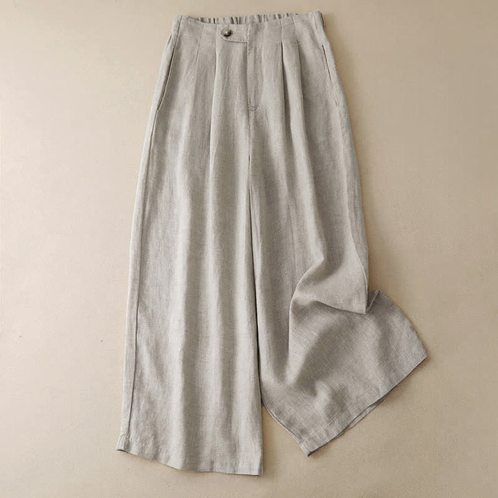 Buddha Stones Pantaloni estivi casual minimalisti con bottoni, tinta unita, alla caviglia, da donna, a gamba larga con tasca - Beige - US8-10, UK/AU12-14, EU40-42 (2XL) - image 11