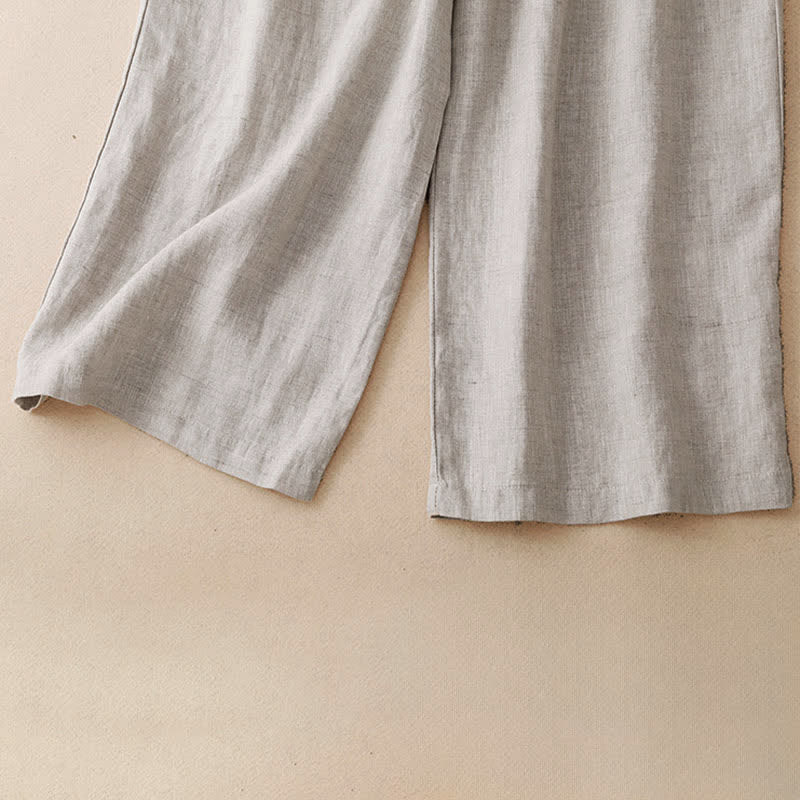 Buddha Stones Pantaloni estivi casual minimalisti con bottoni, tinta unita, alla caviglia, da donna, a gamba larga con tasca - image 15