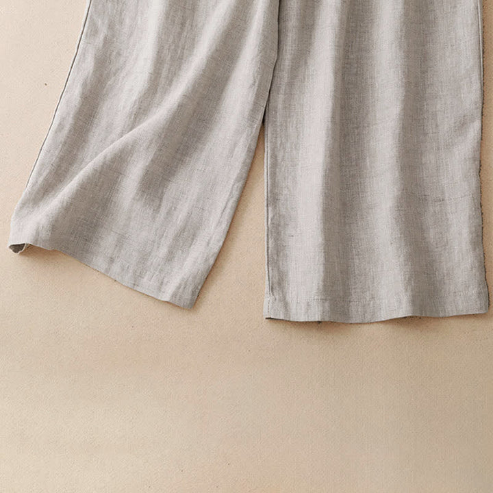 Buddha Stones Pantaloni estivi casual minimalisti con bottoni, tinta unita, alla caviglia, da donna, a gamba larga con tasca - image 15