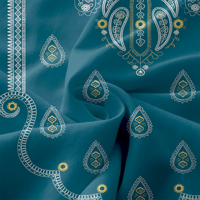 Buddha Stones Abito midi estivo da donna senza maniche con motivo paisley e medaglioni, stile boho casual estivo, con tasche. - image 3