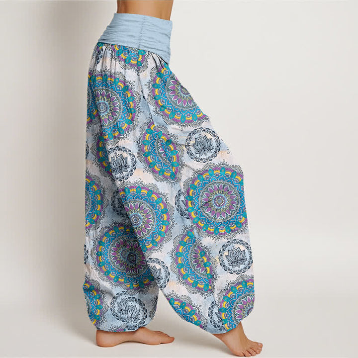 Buddha Stones Pantaloni harem da donna in cotone con motivo mandala boho e elastico in vita. - image 6
