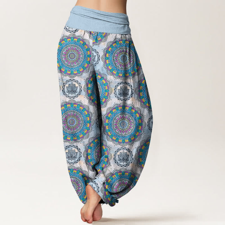 Buddha Stones Pantaloni harem da donna in cotone con motivo mandala boho e elastico in vita. - image 7