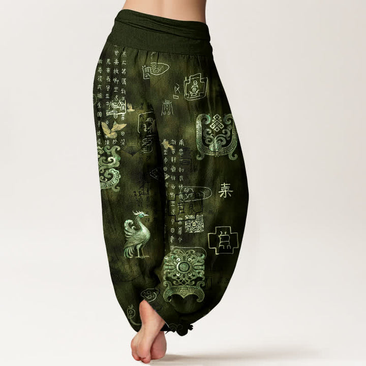 Buddha Stones Pantaloni harem da donna in cotone con motivo nuvola di fenice e vita elasticizzata - image 7
