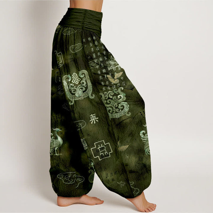 Buddha Stones Pantaloni harem da donna in cotone con motivo nuvola di fenice e vita elasticizzata - image 6