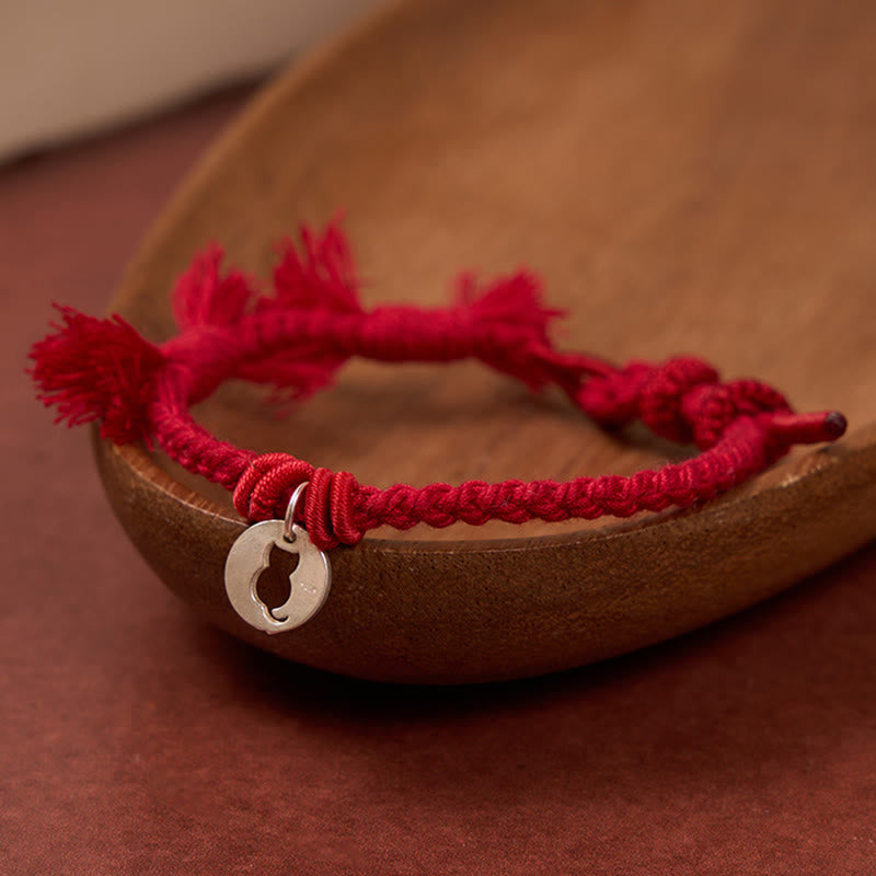 Buddha Stones Braccialetto con ciondolo a forma di gatto rotondo cavo in argento sterling 925 con cordino rosso di protezione. - image 11