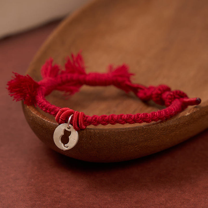 Buddha Stones Braccialetto con ciondolo a forma di gatto rotondo cavo in argento sterling 925 con cordino rosso di protezione. - image 11