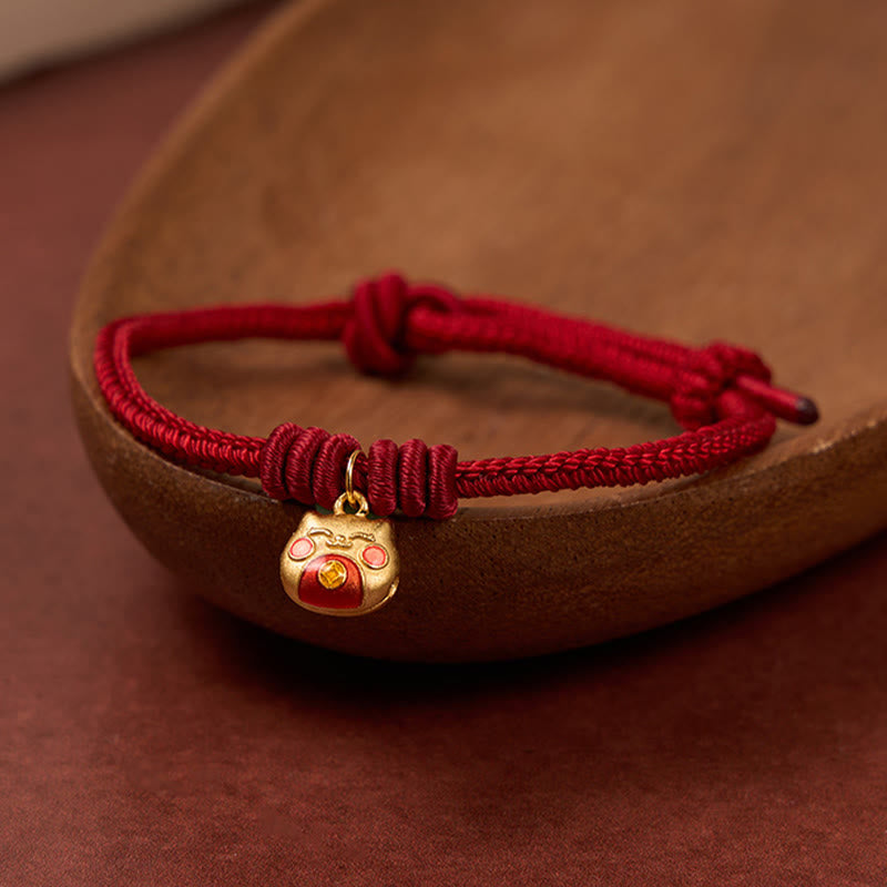 Buddha Stones Bracciale protettivo con cordino rosso gatto in argento sterling 925 placcato oro. - image 11