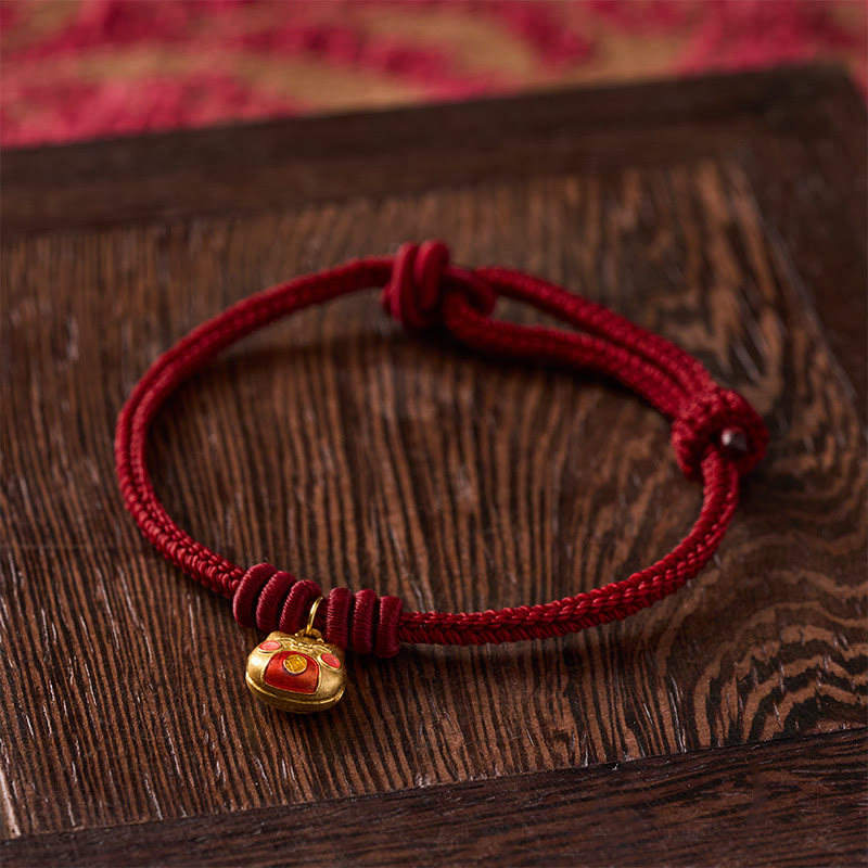 Buddha Stones Bracciale protettivo con cordino rosso gatto in argento sterling 925 placcato oro. - image 12