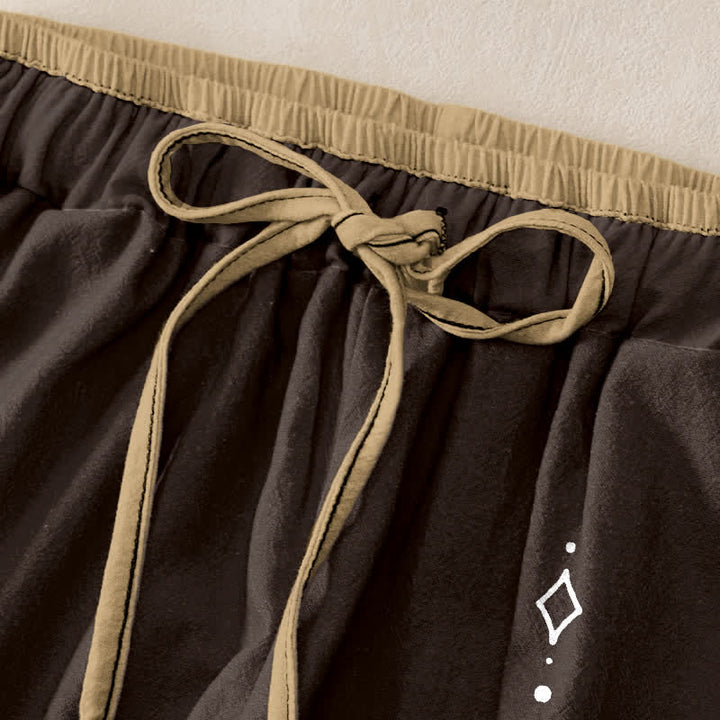 Buddha Stones Pantaloni da donna in puro cotone con elastico in vita e tasche, motivo Zen Lotus Om. - image 5