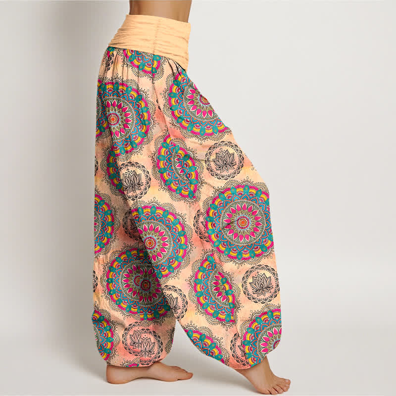 Buddha Stones Pantaloni harem da donna in cotone con motivo mandala boho e elastico in vita. - image 9