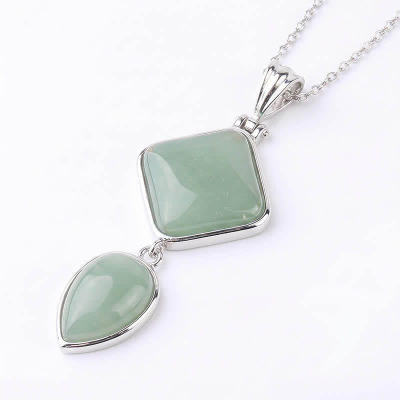 Buddha Stones Collana con doppio pendente in opale naturale, ideale per un look rilassante. - Avventurina verde - image 26