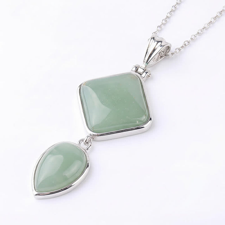 Buddha Stones Collana con doppio pendente in opale naturale, ideale per un look rilassante. - Avventurina verde - image 26