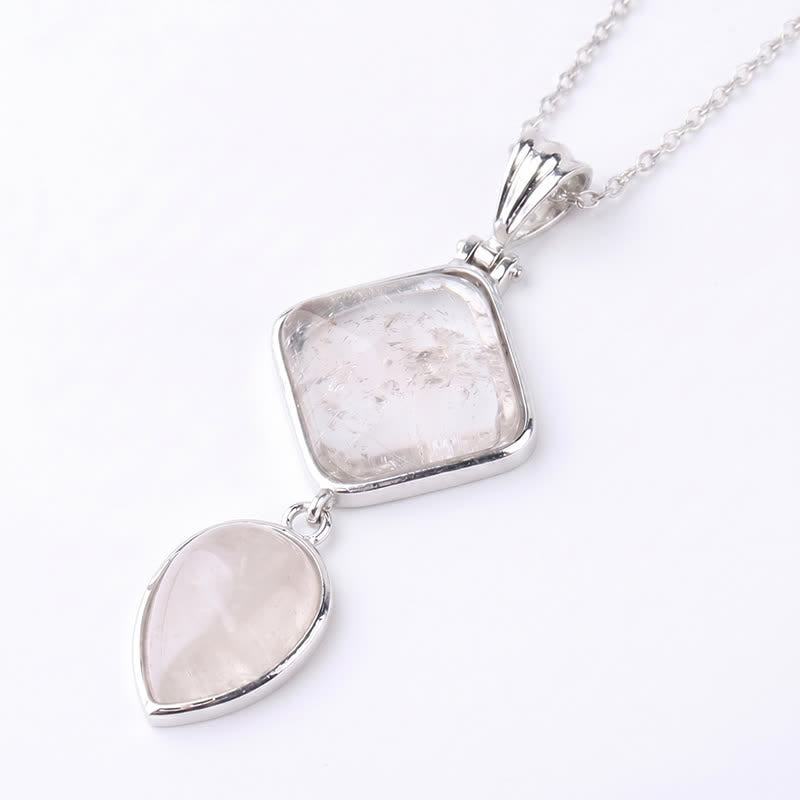 Buddha Stones Collana con doppio pendente in opale naturale, ideale per un look rilassante. - Quarzo trasparente - image 28