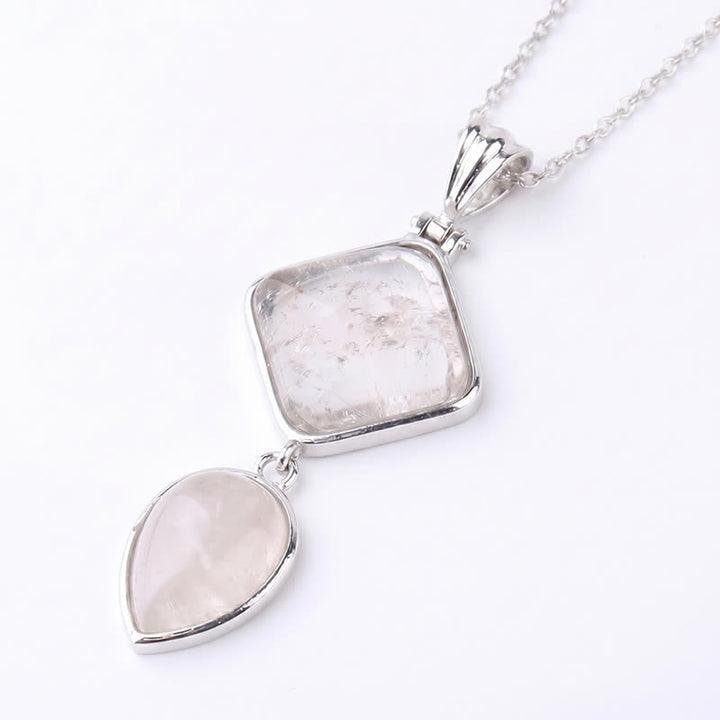 Buddha Stones Collana con doppio pendente in opale naturale, ideale per un look rilassante. - Quarzo trasparente - image 28
