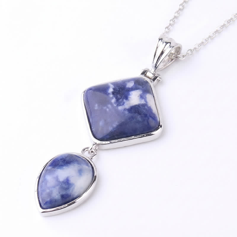 Buddha Stones Collana con doppio pendente in opale naturale, ideale per un look rilassante. - Sodalite - image 37