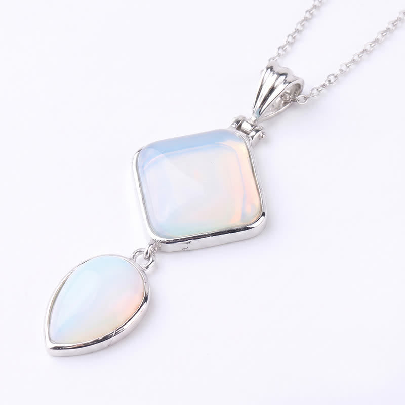 Buddha Stones Collana con doppio pendente in opale naturale, ideale per un look rilassante. - Opale - image 12
