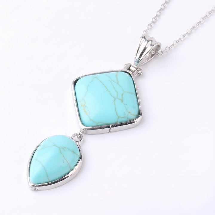 Buddha Stones Collana con doppio pendente in opale naturale, ideale per un look rilassante. - Turchese - image 39