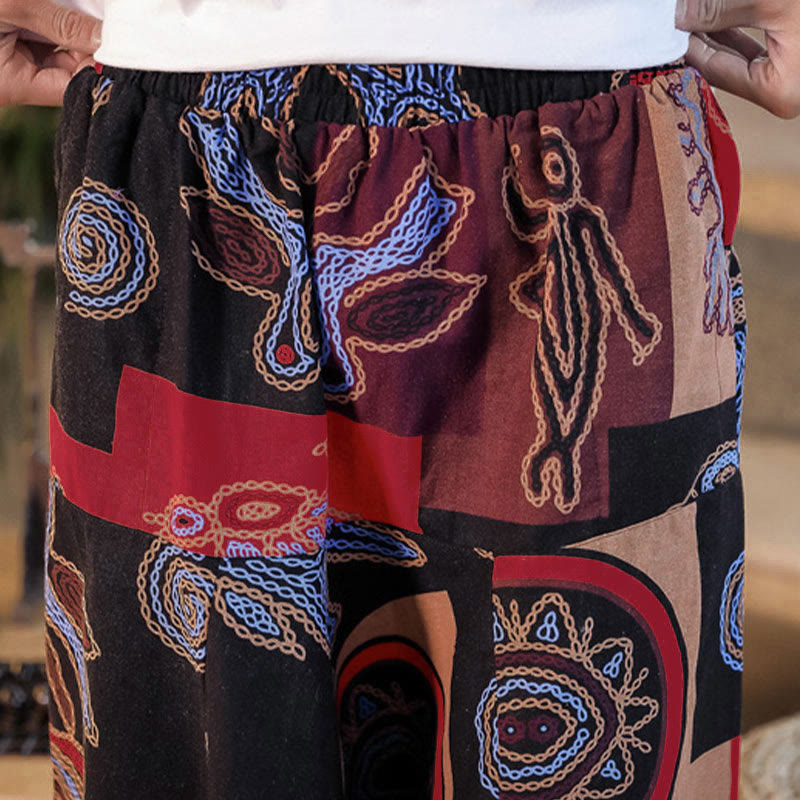 Pantaloni harem da uomo corti con tasche e stampa floreale a griglia con motivo Buddha Stones Grid. - image 9
