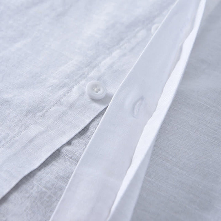 Buddha Stones Camicia da uomo a maniche lunghe, in cotone e lino, con colletto alla coreana e bottoni, ideale per la primavera. - image 19