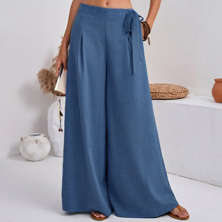 Pantaloni da donna a gamba larga con coulisse, stile retrò, con motivo Buddha Stones, perfetti per la primavera, casual e con tasche. - Blu reale - US14, UK/AU18, EU46 (2XL) - image 0