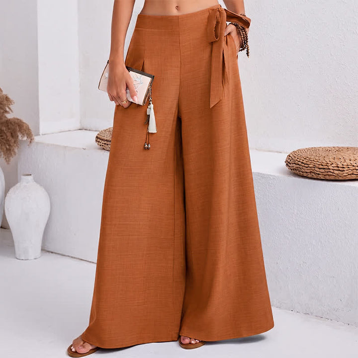 Buddha Stones Pantaloni da donna a gamba larga, stile retrò, con coulisse, per la primavera, casual e semplici, con tasche. - image 15