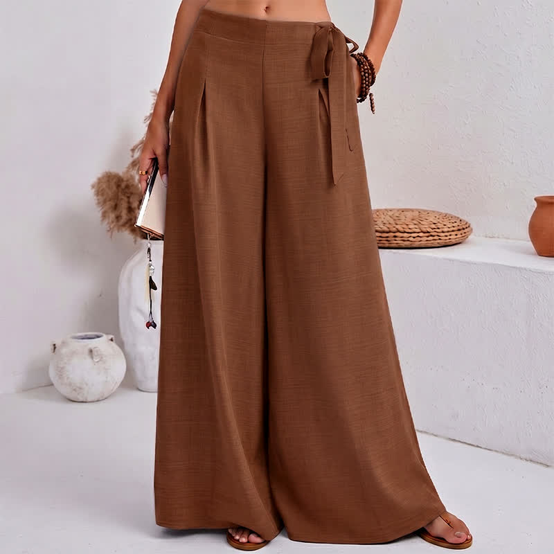 Buddha Stones Pantaloni da donna a gamba larga, stile retrò, con coulisse, per la primavera, casual e semplici, con tasche. - image 13