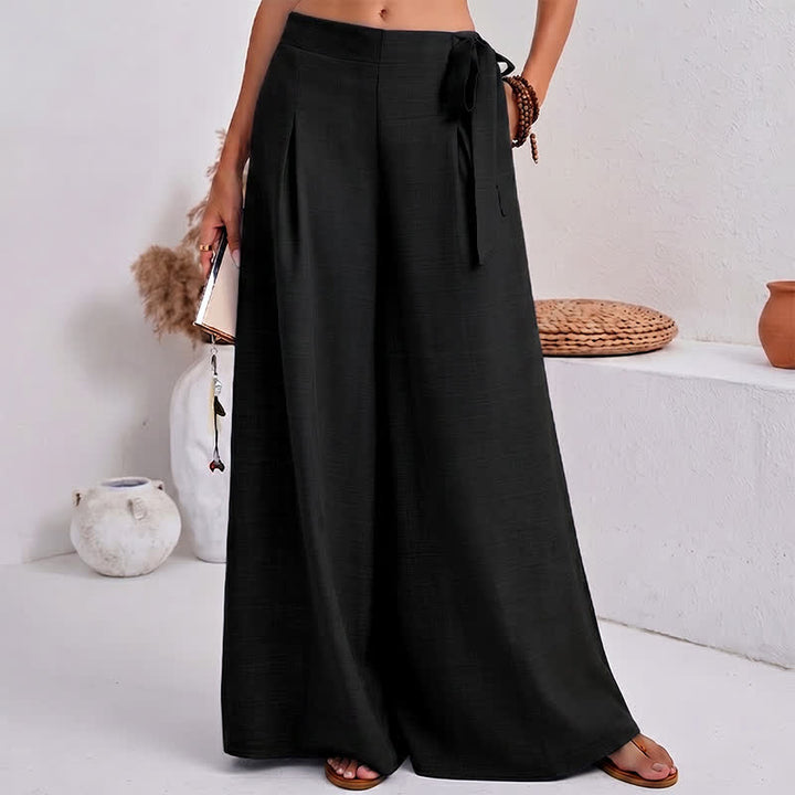 Pantaloni da donna a gamba larga con coulisse, stile retrò, con motivo Buddha Stones, perfetti per la primavera, casual e con tasche. - Nero - US14, UK/AU18, EU46 (2XL) - image 6