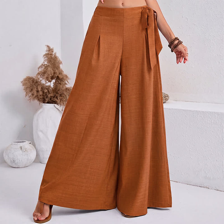 Buddha Stones Pantaloni da donna a gamba larga, stile retrò, con coulisse, per la primavera, casual e semplici, con tasche. - Arancia - US14, UK/AU18, EU46 (2XL) - image 14