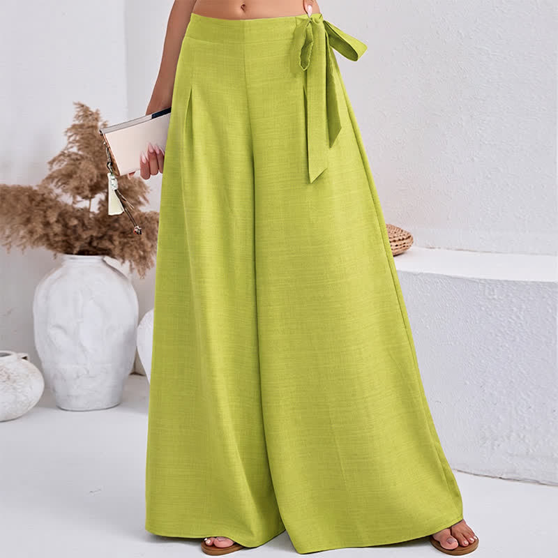 Buddha Stones Pantaloni da donna a gamba larga, stile retrò, con coulisse, per la primavera, casual e semplici, con tasche. - image 11