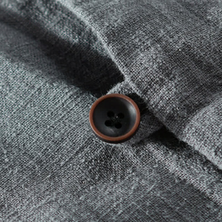 Buddha Stones Camicia da uomo a maniche lunghe in ramia tinta unita, con colletto alla coreana e taschino, ideale per la primavera. - image 19