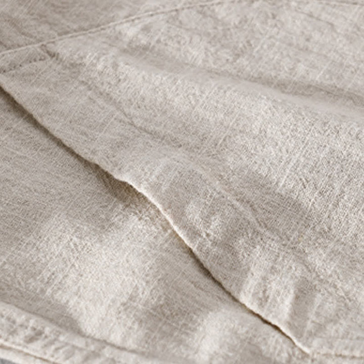 Buddha Stones Camicia da uomo a maniche lunghe in ramia tinta unita, con colletto alla coreana e taschino, ideale per la primavera. - image 4