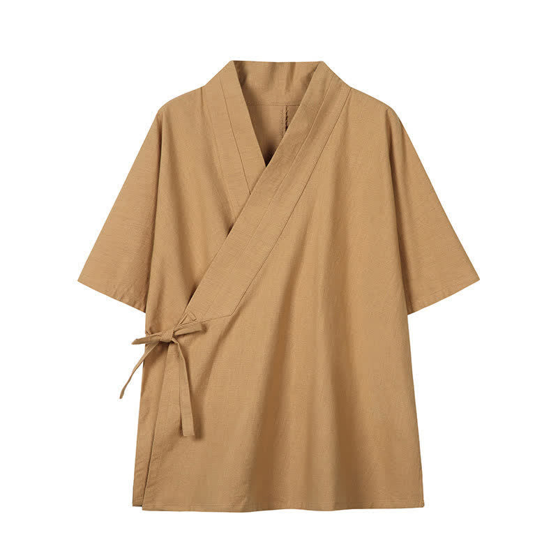 Buddha Stones Kimono da uomo minimalista con coulisse, tinta unita, in cotone e lino, per primavera/estate. - Perù - US/UK/AU46, EU56 (5XL) - image 12