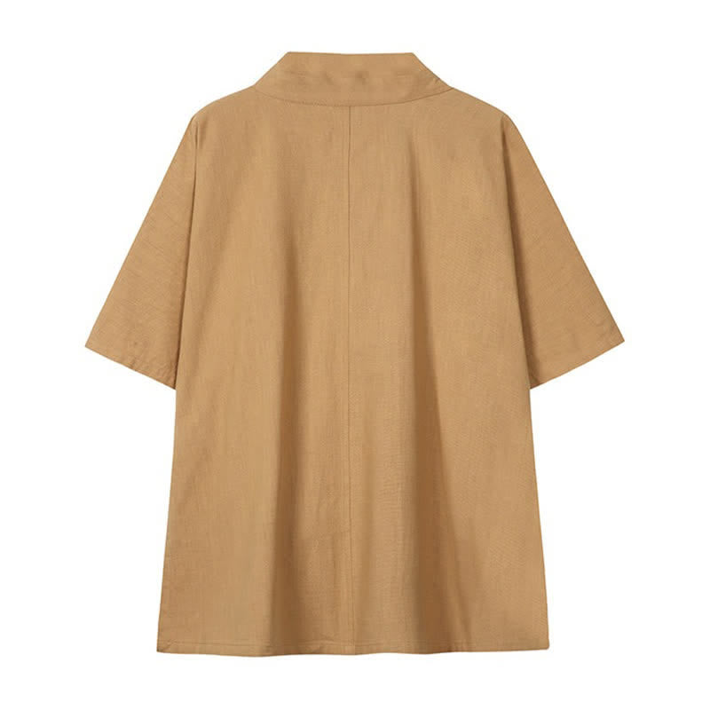 Buddha Stones Kimono da uomo minimalista con coulisse, tinta unita, in cotone e lino, per primavera/estate. - image 13
