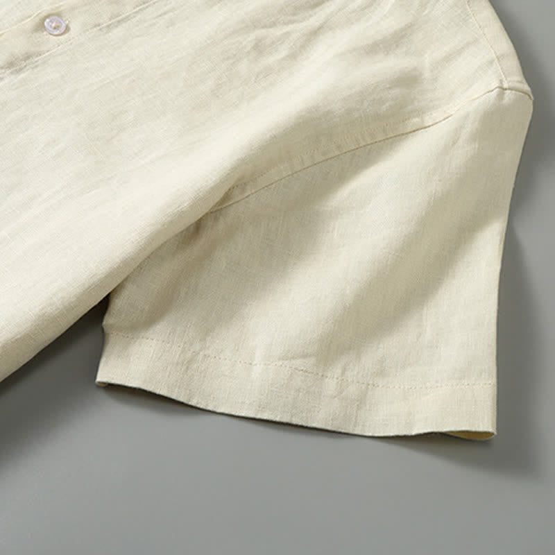 Buddha Stones Completo estivo da uomo in stile Tang con colletto alla coreana, maniche corte e pantaloni corti, con tasca, ideale per la meditazione. - image 14