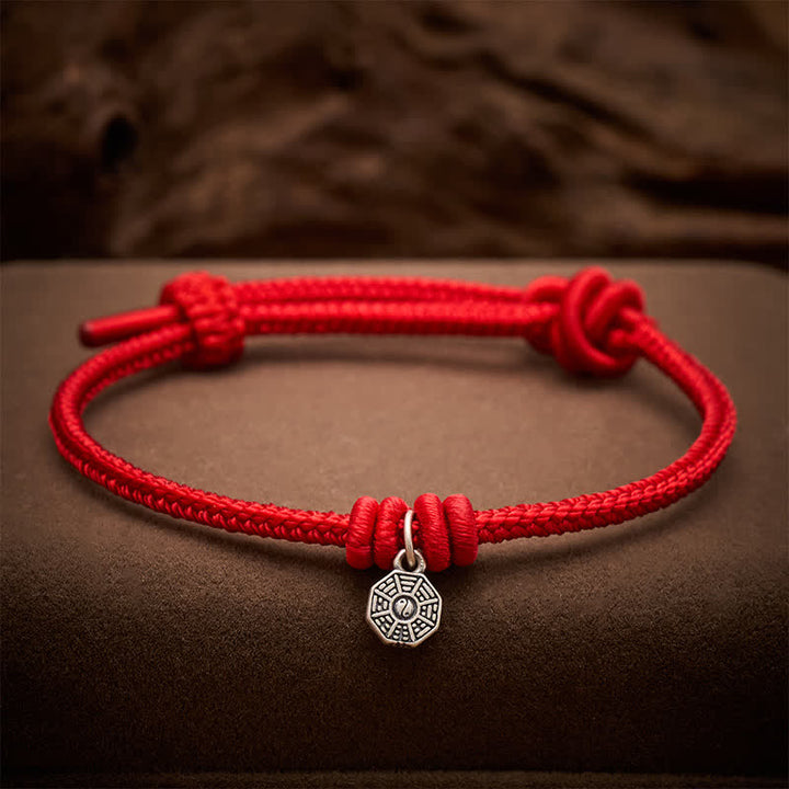 Buddha Stones Bracciale Bagua in argento sterling 925 con collegamento a filo rosso - Filo rosso - 6,7–7,5 pollici (17–19 cm) - image 0