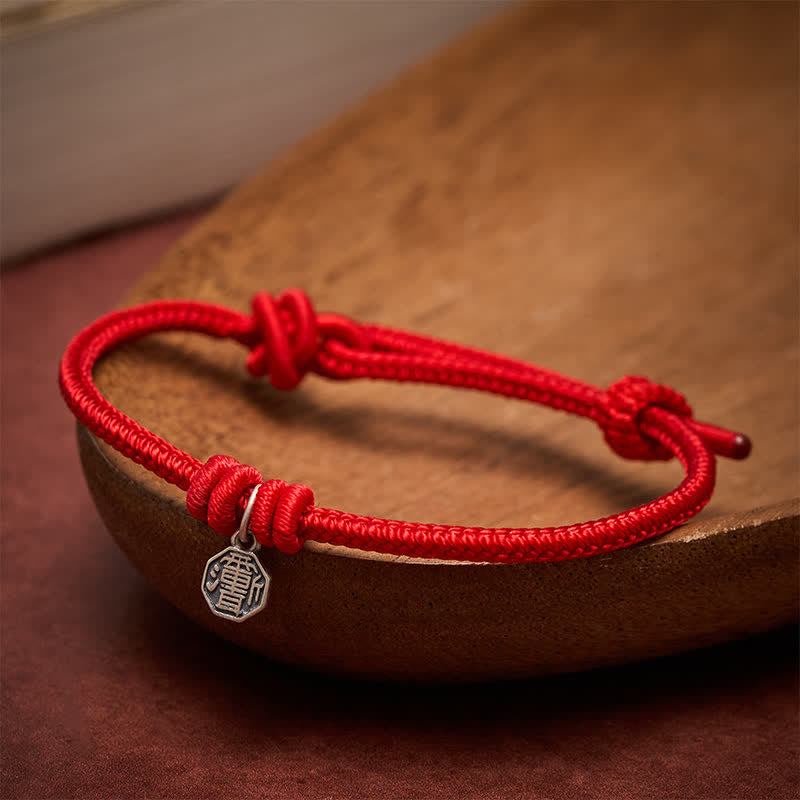Buddha Stones Bracciale Bagua in argento sterling 925 con collegamento a filo rosso - image 4
