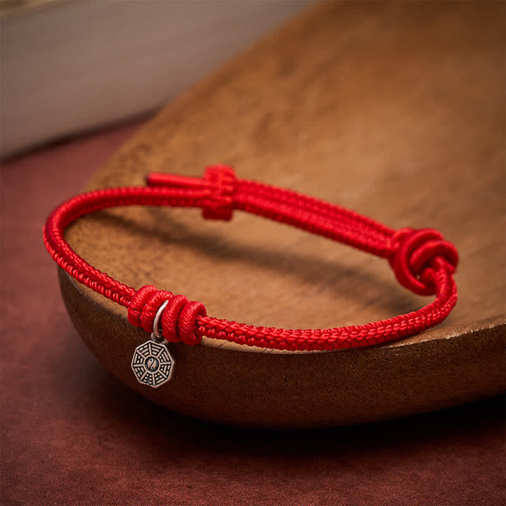 Buddha Stones Bracciale Bagua in argento sterling 925 con collegamento a filo rosso - image 2