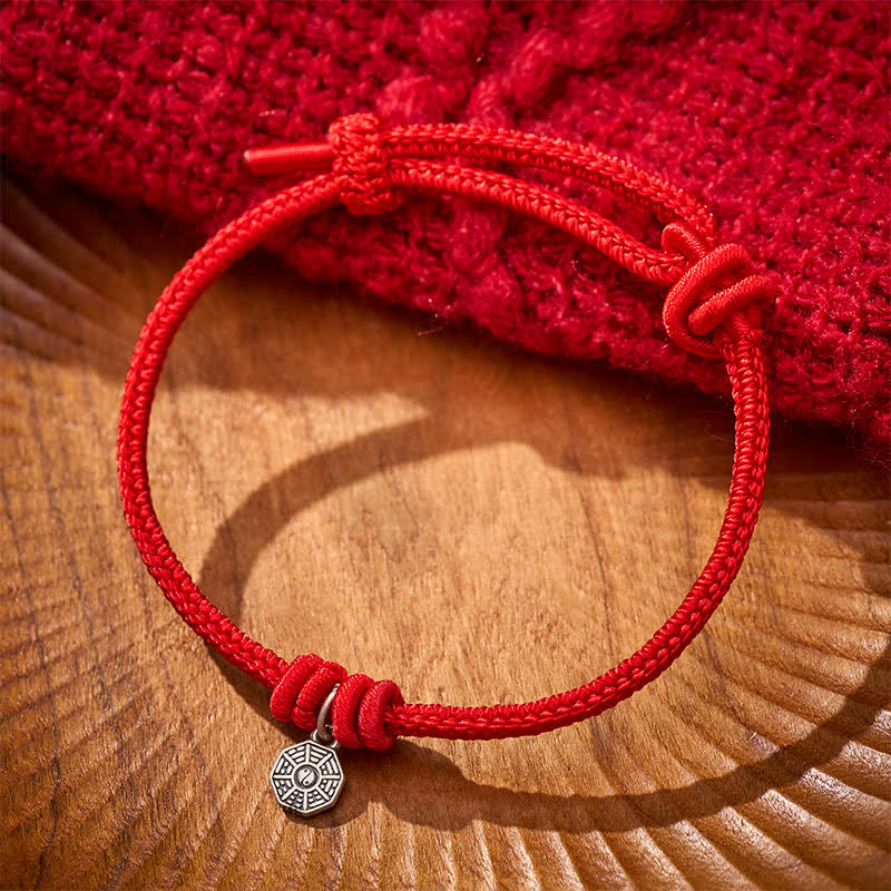 Buddha Stones Bracciale Bagua in argento sterling 925 con collegamento a filo rosso - image 3