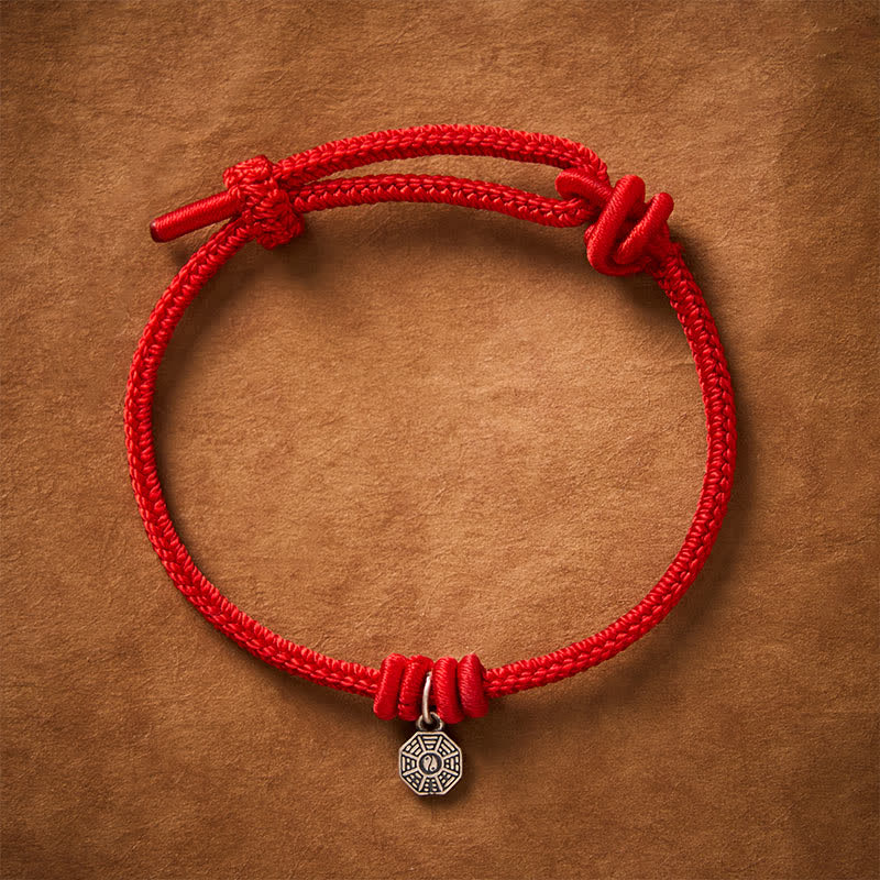 Buddha Stones Bracciale Bagua in argento sterling 925 con collegamento a filo rosso - image 1