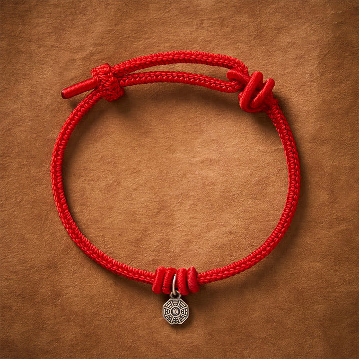 Buddha Stones Bracciale Bagua in argento sterling 925 con collegamento a filo rosso - image 1