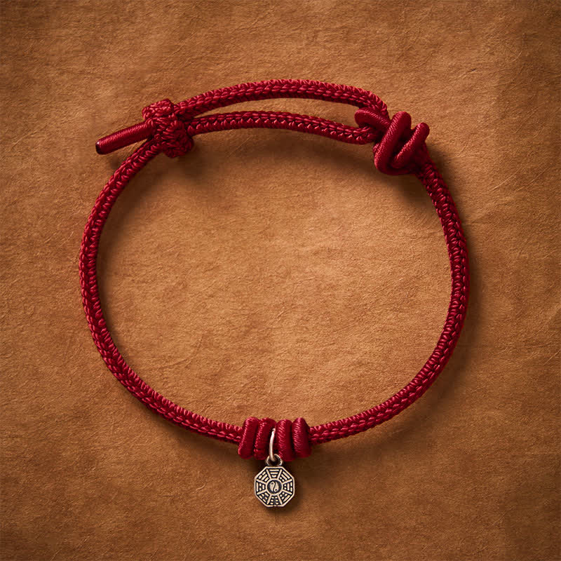 Buddha Stones Bracciale Bagua in argento sterling 925 con collegamento a filo rosso - Corda rosso scuro - 6,7–7,5 pollici (17–19 cm) - image 11