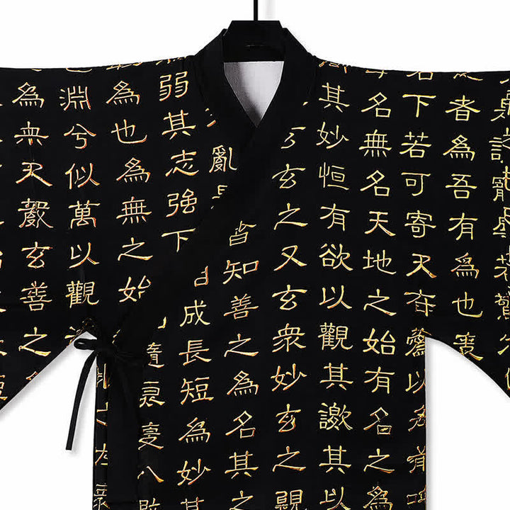 Buddha Stones Kimono da uomo stile Tang primaverile con stampa Tao Te Ching vintage. - image 4