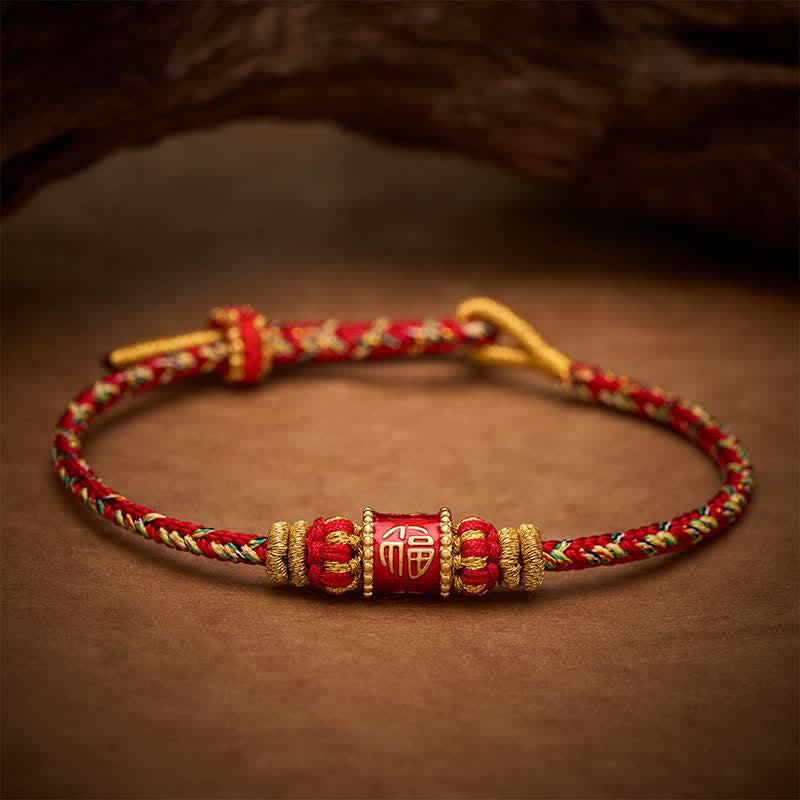 Buddha Stones Braccialetto portafortuna con cordino rosso e carattere Fu - image 3