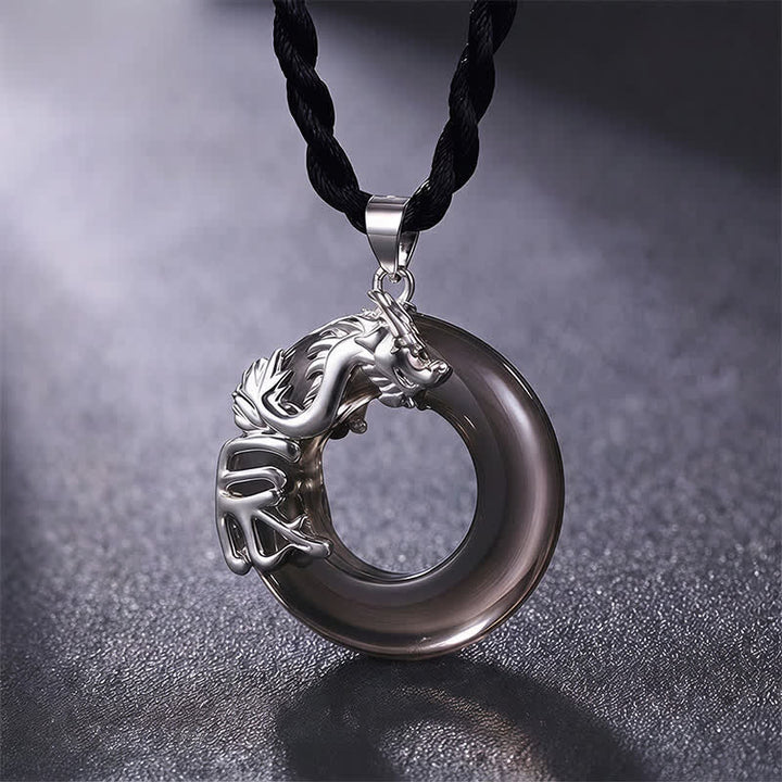 Buddha Stones Collana con ciondolo a forma di fibbia della pace e portafortuna dello zodiaco cinese - Drago - image 0