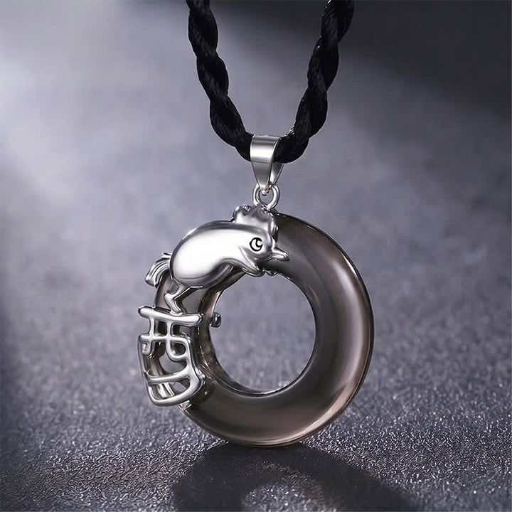 Buddha Stones Collana con ciondolo a forma di fibbia della pace e portafortuna dello zodiaco cinese - Gallo - image 15