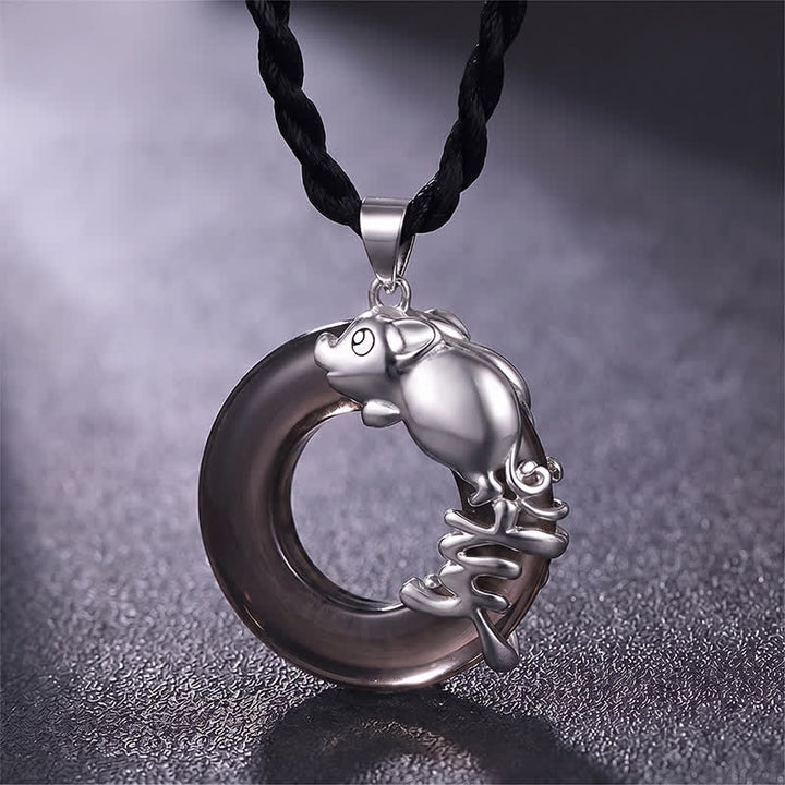 Buddha Stones Collana con ciondolo a forma di fibbia della pace e portafortuna dello zodiaco cinese - Maiale - image 17