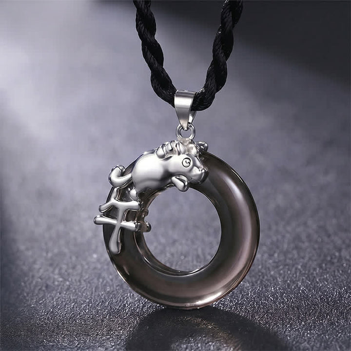 Buddha Stones Collana con ciondolo a forma di fibbia della pace e portafortuna dello zodiaco cinese - Cavallo - image 12