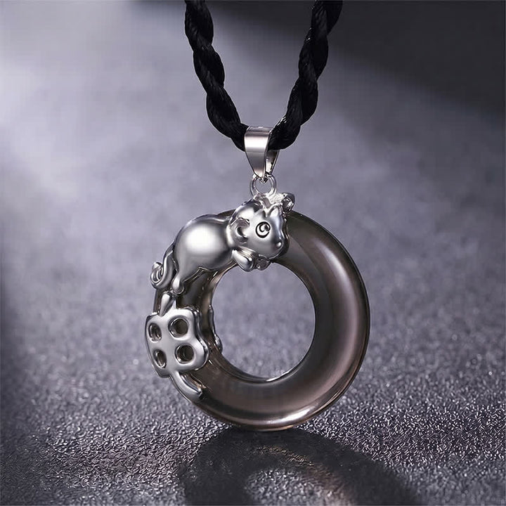 Buddha Stones Collana con ciondolo a forma di fibbia della pace e portafortuna dello zodiaco cinese - Scimmia - image 14