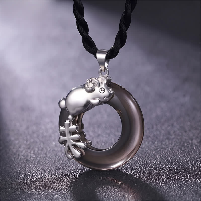 Buddha Stones Collana con ciondolo a forma di fibbia della pace e portafortuna dello zodiaco cinese - Capra - image 13