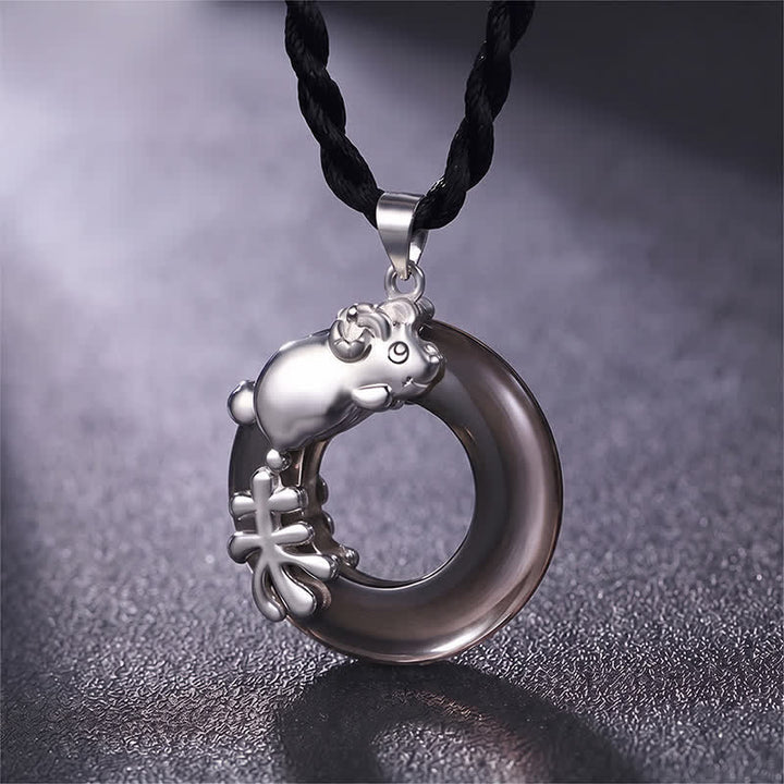 Buddha Stones Collana con ciondolo a forma di fibbia della pace e portafortuna dello zodiaco cinese - Capra - image 13